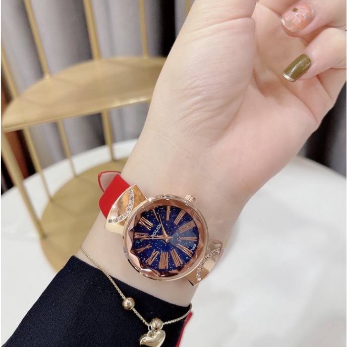 Đồng hồ thời trang nữ nhãn hiệu Bolun dây da nhân tạo mặt đá Saphia | BigBuy360 - bigbuy360.vn