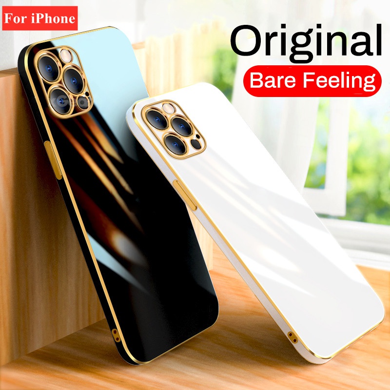 Ốp điện thoại mềm khung mạ vuông chống sốc cho Iphone 12 pro max 6 6s 7 8 plus se 2020 12 mini 11 xs x xr