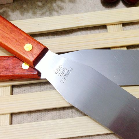 Dao chà láng thẳng / trét kem bánh gato cán gỗ cao cấp 25cm