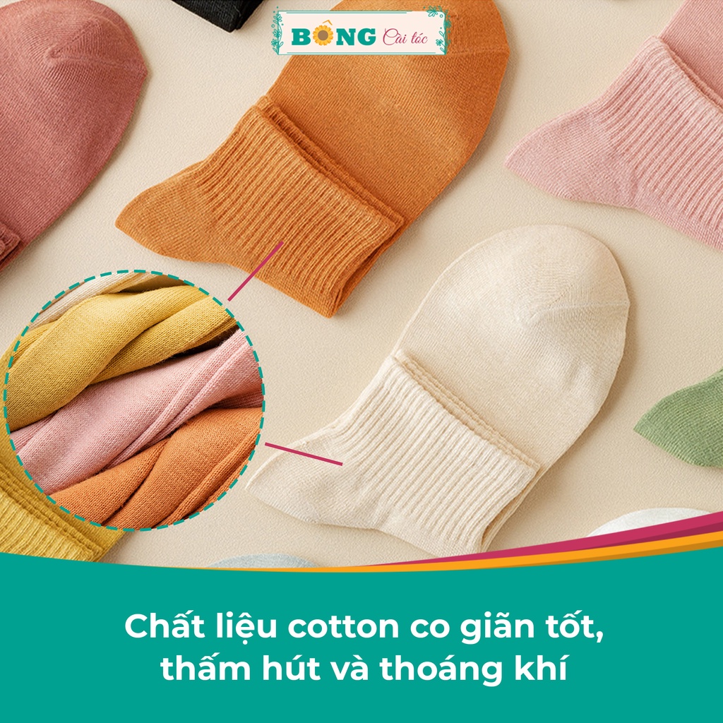 Tất nữ cổ ngắn bo chun truyền thống nhiều màu chất cotton mềm mịn co giãn 4 phong cách Hàn Quốc TC70 - Vớ BÔNG Cài Tóc