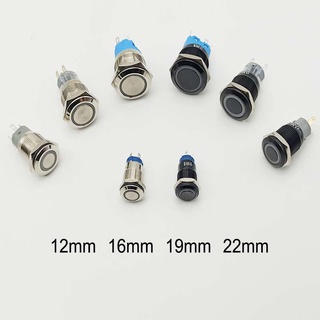 12mm Điện Tử Pin Chân Đèn LED Kim Loại Nút Nhấn Màu Đen Vỏ Bạc Tạm Thời Công Tắc Chống Thấm Nước 12v 220v 24v 3v 6v Công Tắc Nút LED