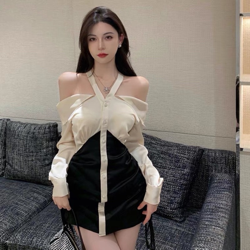 (order) Đầm dây choàng cổ đuôi thắt rút hai bên bigsize