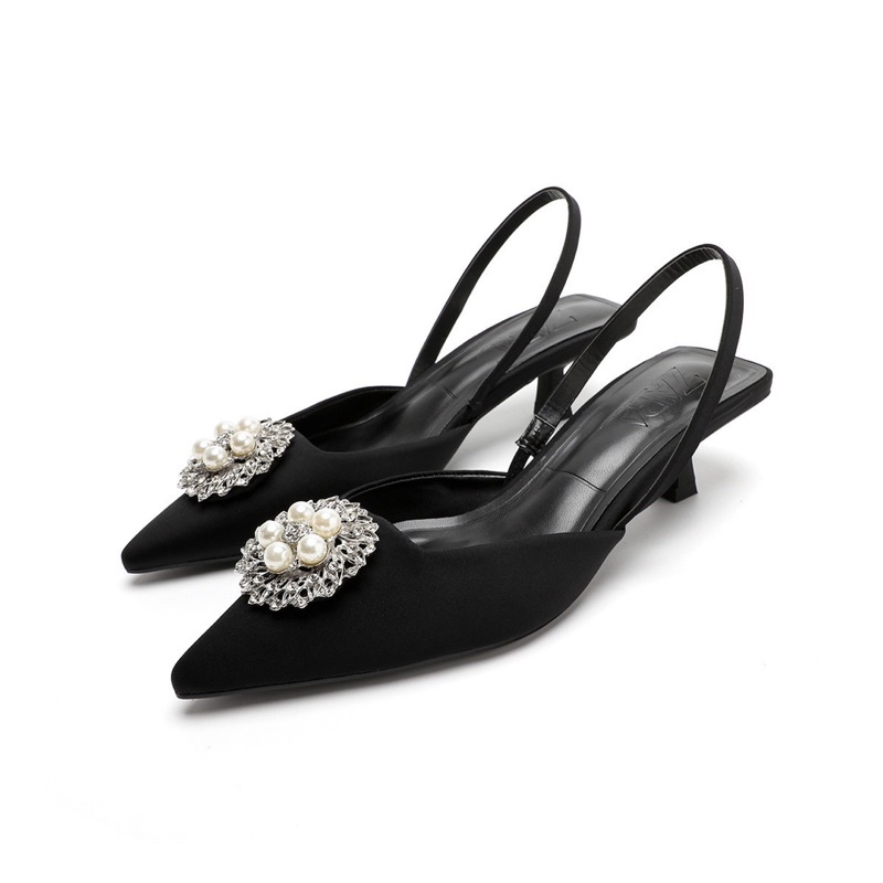 Sandal zara mặt đá quai sau gót nhú xuất dư fullbox
