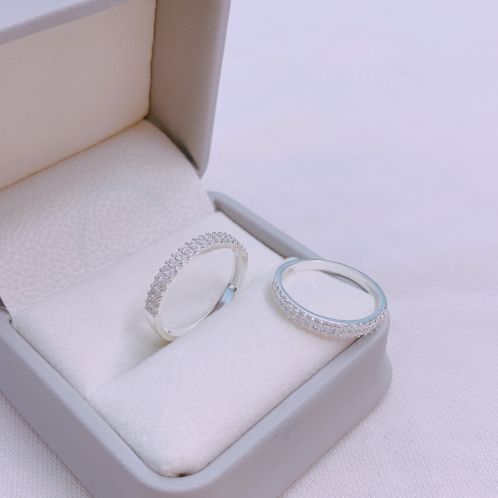 Nhẫn nữ bạc ta 2 hàng đá nhỏ dầy dặn sáng đẹp - Kho sỉ bạc Nhất Linh