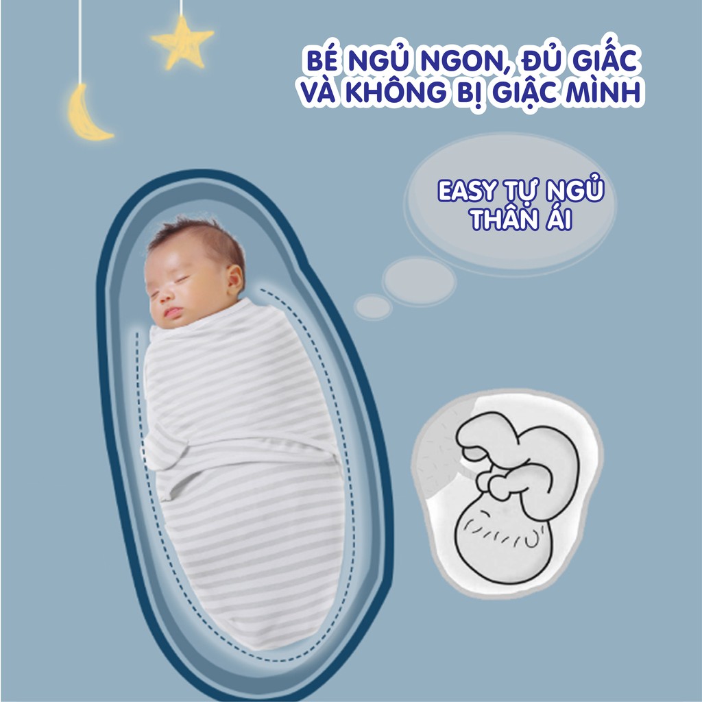 Ủ kén cho bé sơ sinh SWADDLEME Cotton co giãn cao cấp [Giúp Bé Ngủ Ngon Sâu Giấc Không Giật Mình]