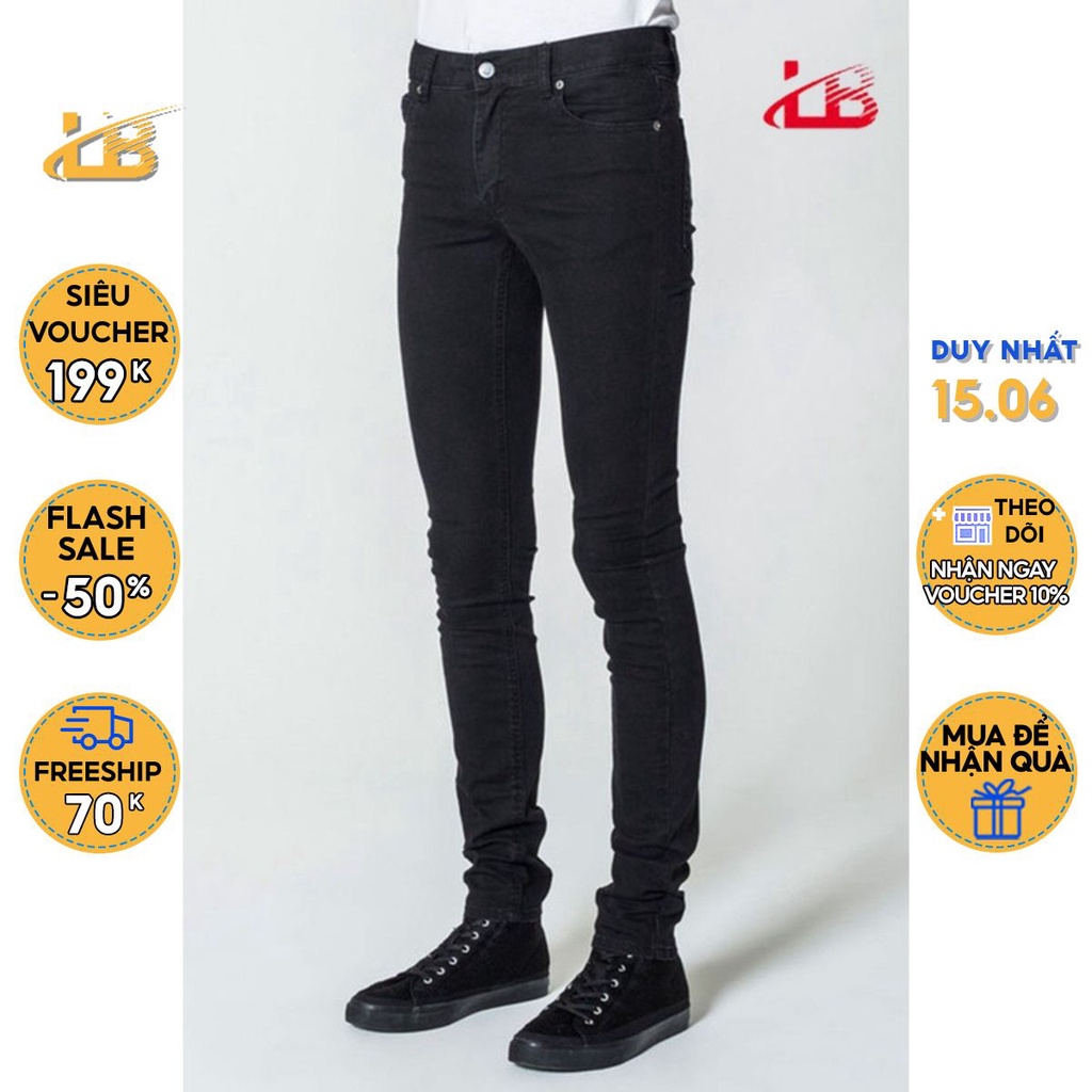 Quần jean nam đen trắng trơn LB co giãn, jean cotton cao cấp, co giãn, mềm mịn không ra màu - Hàng mới về