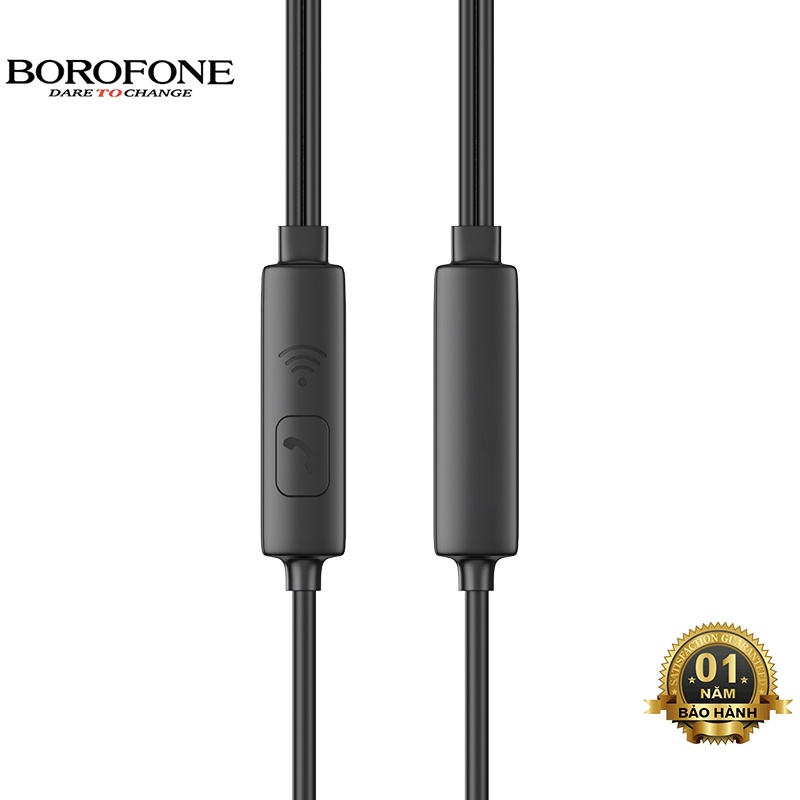 Tai nghe nhét tai Borofone BM61 nghe hay, có mic đàm thoại, dây dài 1.2m, Jack cắm 3.5mm - Chính hãng