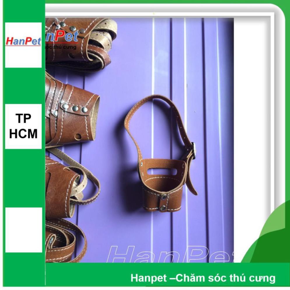 HCM- Rọ mõm chó da loại mõm dài chất liệu bằng da PU (3 size tùy thuộc chu vi mõm) hàng Việt Nam chất lượng cao