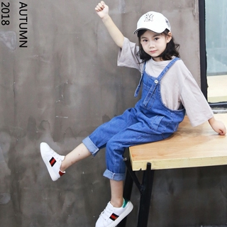 Quần Yếm Denim Nhiều Màu Sắc Dễ Phối Đồ Thời Trang 2020 Dành Cho Bé Gái 3-14 Tuổi