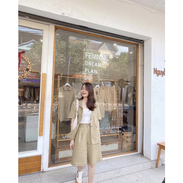 Set Vest Hàn Quốc vải linen cực đẹp không nhăn