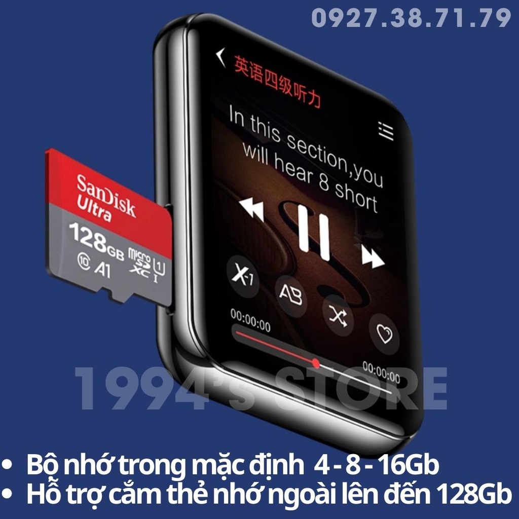 FREESHIP Máy Nghe Nhạc Thể Thao Benjie X1 Bản 2023 Bluetooh 5.2 - Loa Ngoài Lớn - Tặng Cáp Sạc, Ốp Lưng, Dán Màn Hình