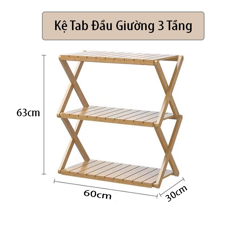 Kệ 3 Tầng Đa Năng Gỗ Keo Nhập Khẩu Kích Thước 600x 310x 630 mm- Kệ Camping du lịch dã ngoại để ngoài trời đa năng