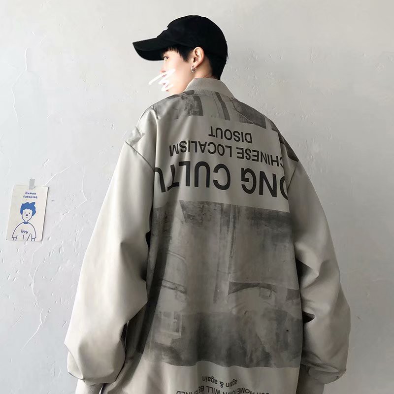 Áo Khoác Bóng Chày Mỏng Dáng Rộng Phong Cách Harajuku Hàn Quốc Thời Trang Xuân Thu Cho Nam