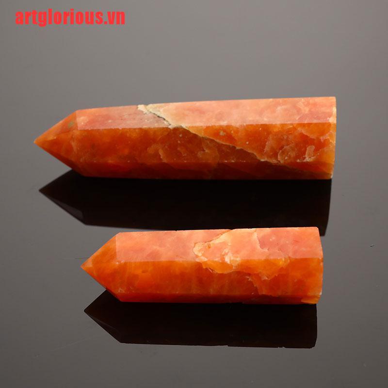 【artglorious】1pc Natural Sunstone Healing Energy Stone Quartz Tower Orange Orn