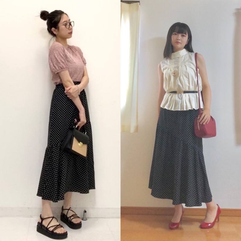 Chân váy đuôi cá nữ chấm bi đầy quyến rũ của GU - Nhật Bản