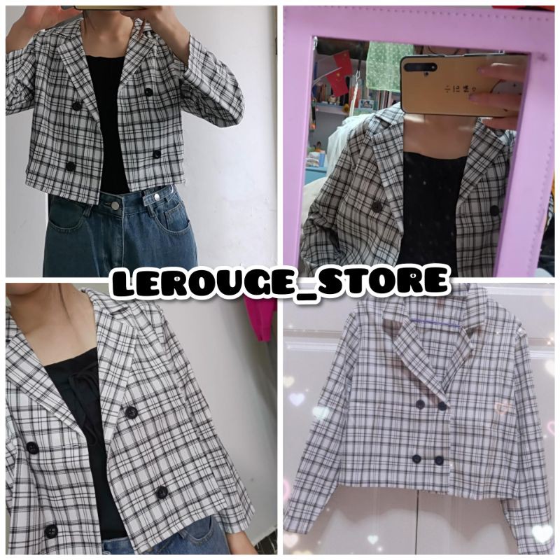 [Hàng order] Áo khoác kẻ blazer kẻ sọc tay dài dáng ngắn thời trang có size (ảnh thật) | BigBuy360 - bigbuy360.vn