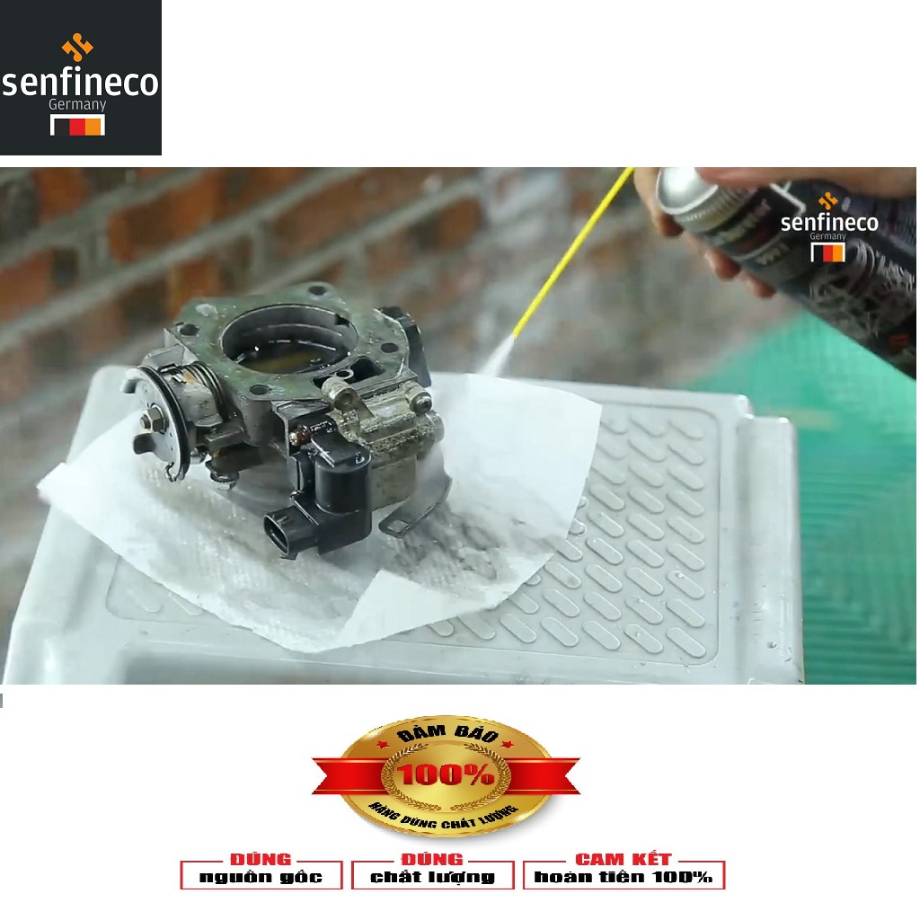 Chai Xịt Vệ Sinh Bộ Chế Hòa Khí Senfineco 9993 – 400ML Carburetor Cleaner. Hiệu quả làm sạch tất cả các bề mặt kim loại.