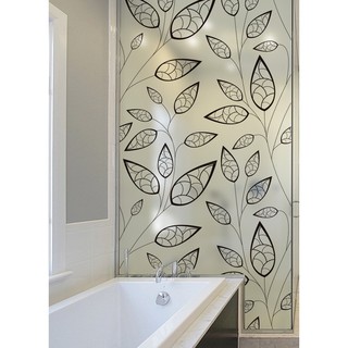Decal dán kính cao cấp - Lá Viền Đen-DK7018