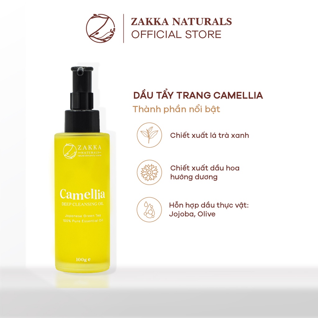 Dầu Tẩy Trang Zakka Naturals Làm Sạch Sâu, Dưỡng Ẩm, Chống Lão Hóa Camellia Deep Cleansing Oil 100ml