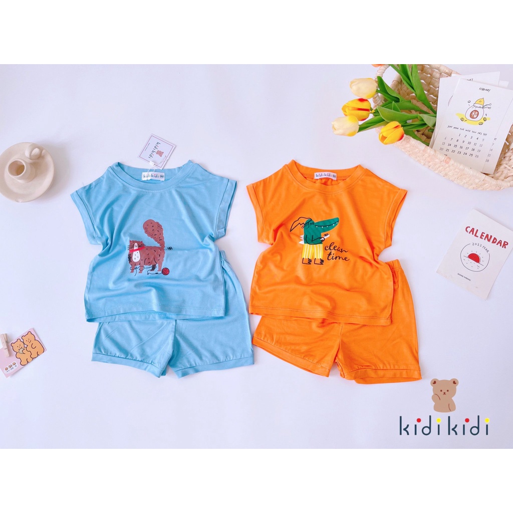 [Bé 7-32kg] Bộ ngắn tay thun lạnh cánh dơi in hình cho bé trai bé gái từ 7-30kg HÀNG LOẠI 1