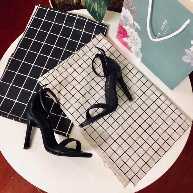 Giày Sandal Cao Gót Nhọn Dây Mảnh  9 Phân Màu Đen Form Chuẩn - Daube - G001