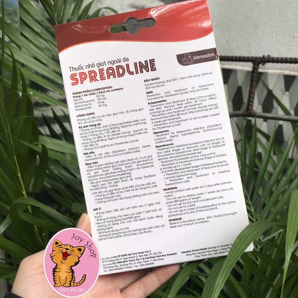[SD ĐƯỢC CHO MÈO CON VÀ MẸ MANG THAI] NHỎ GÁY PHÒNG VE, BỌ CHÉT, GIUN SÁN SPREADLINE CHO MÈO