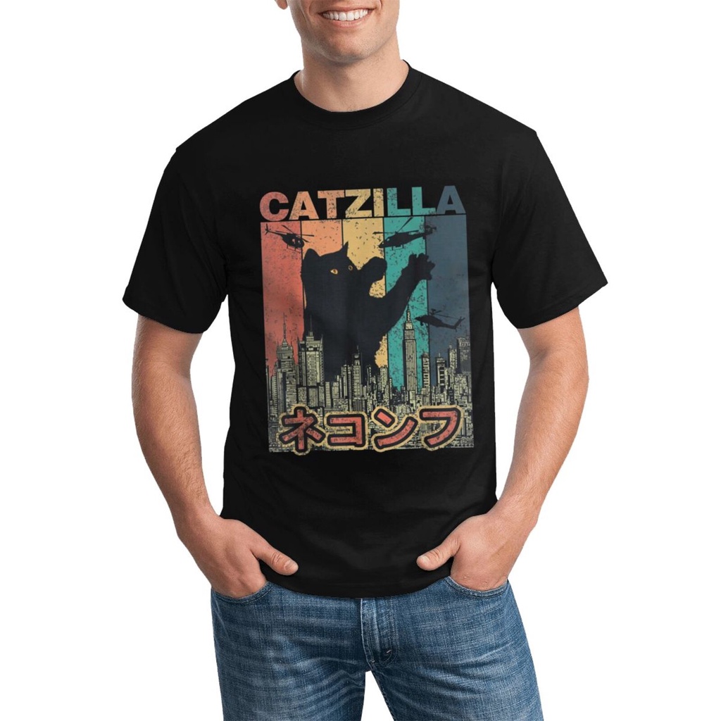 Diy Shop Catzilla Nhật Bản Kitty Cat Lovers Nam Áo thun in hình tốt