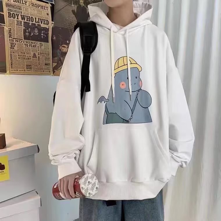 Áo hoodie Form Rộng In Họa Tiết Hoạt Hình Phong Cách Hip Hop Hàn Quốc
