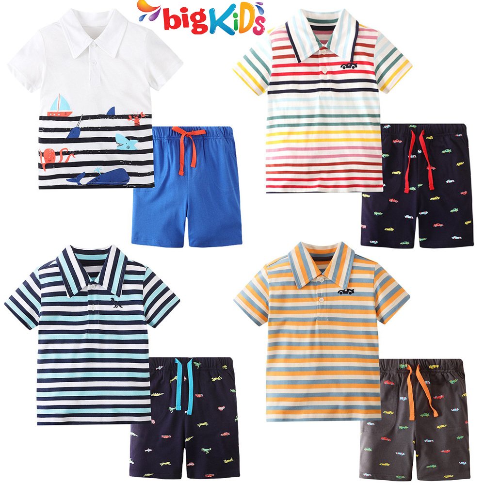 Quần áo bé trai mùa hè cộc tay bộ đồ trẻ em hàn quốc từ 1 đến 8 tuổi