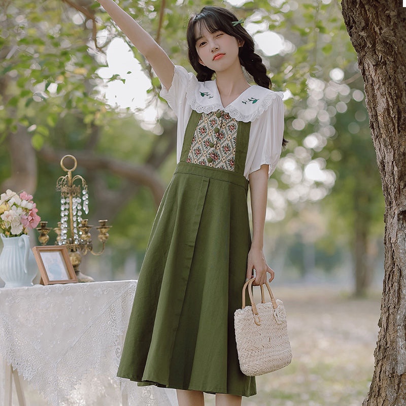 Bộ Đầm Hai Dây Cổ Búp Bê Phong Cách Pháp Thời Trang Mùa Hè Hàng Mới 2022 Dành Cho Bạn Nữ