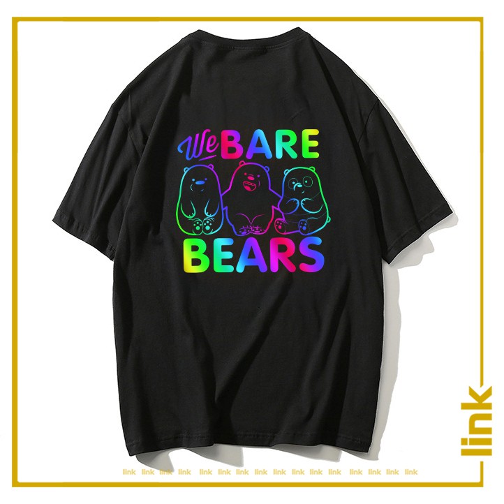 Áo lỡ phản quang CHÚNG TÔI ĐƠN GIẢN LÀ GẤU - WE BARE BEARS unisex ( Đen, Trắng )