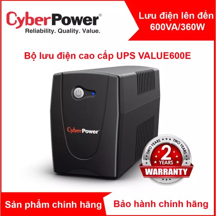 💥Bộ lưu điện UPS CyberPower 600VA/ 360W cho PC/hệ thống NAS SYNOLOGY VÀ BUFFALO - VALUE600E