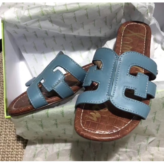 Sam Edelman Dép Da Bò Đế Mềm Phẳng Thời Trang Mùa Hè Chất Lượng Cao Cho Nữ