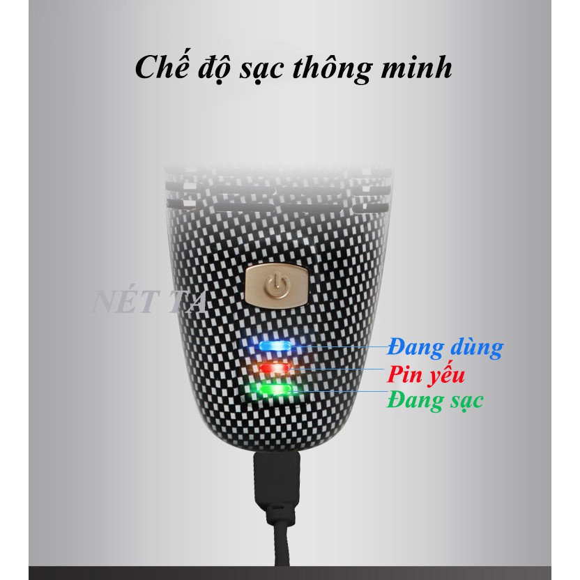 Tôngđơ cắt tóc gia đình và trẻ em không dây KEMEI KM-77 sử dụng pin sạc tiện lợi, công nghệ hút mảnh vụn tóc thông minh
