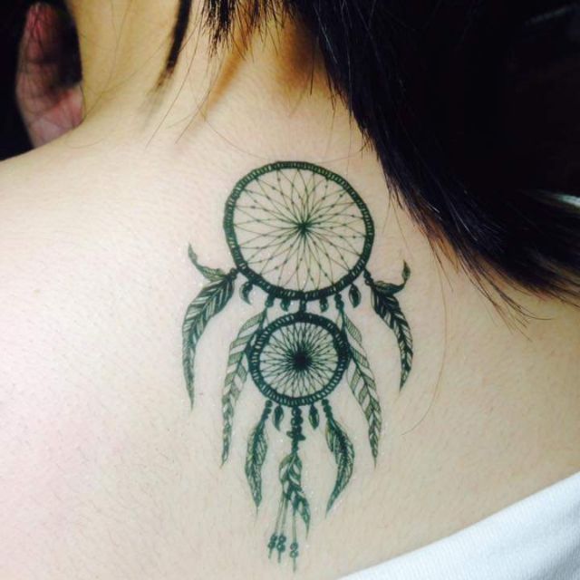 Hình xăm dreamcatcher aq154. Xăm dán tatoo mini tạm thời, size &lt;10x6cm