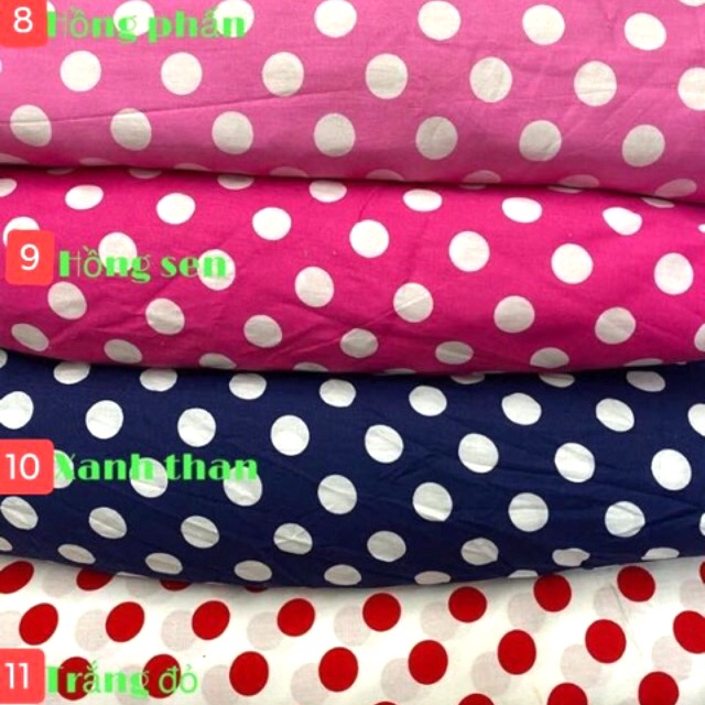 V219🌈 VẢI TWILL HOẠ TIẾT CHẤM BI MAY ĐỒ CHO DOLL, OBITSU, DIY, HANDMADE, QUILTING, SCRUNCHIES..