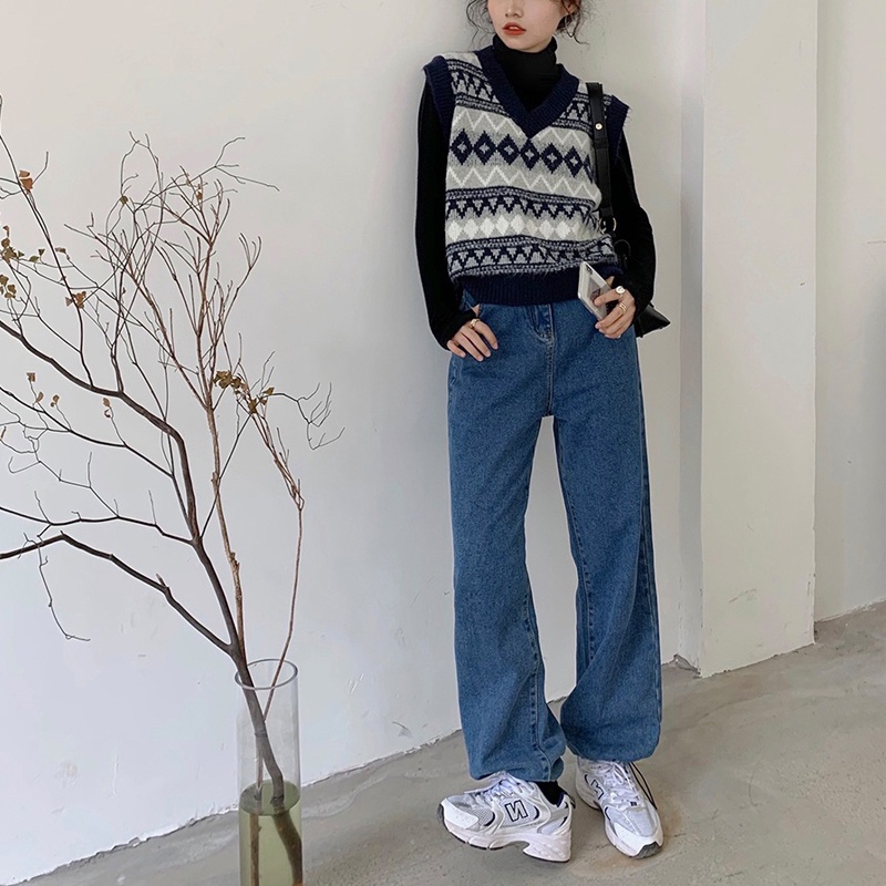 Áo dệt kim không tay cổ chữ v thời trang cho nữ