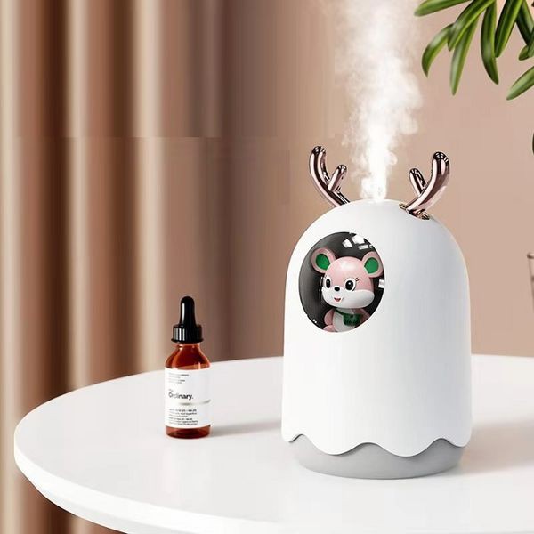 Máy phun sương tạo độ ẩm không khí bằng công nghệ siêu âm nano hình thú cute có đèn led 7 màu làm đèn ngủ tiện lợi