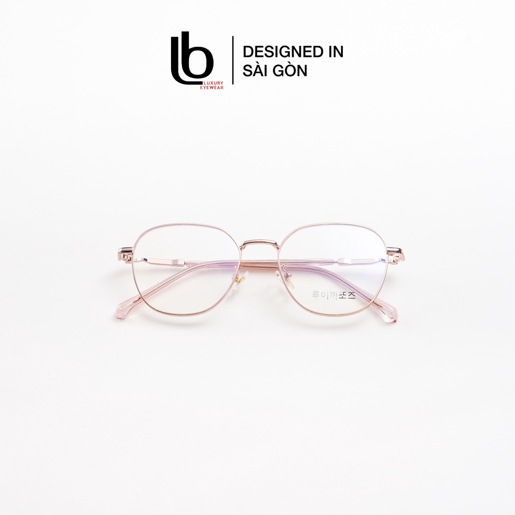 Gọng kính cận Vuông Bầu cạnh trên LB Eyewear Korea HQ63 079 - Kim loại phối nhựa - Trắng bạc / Vàng hồng rose gold / Đen