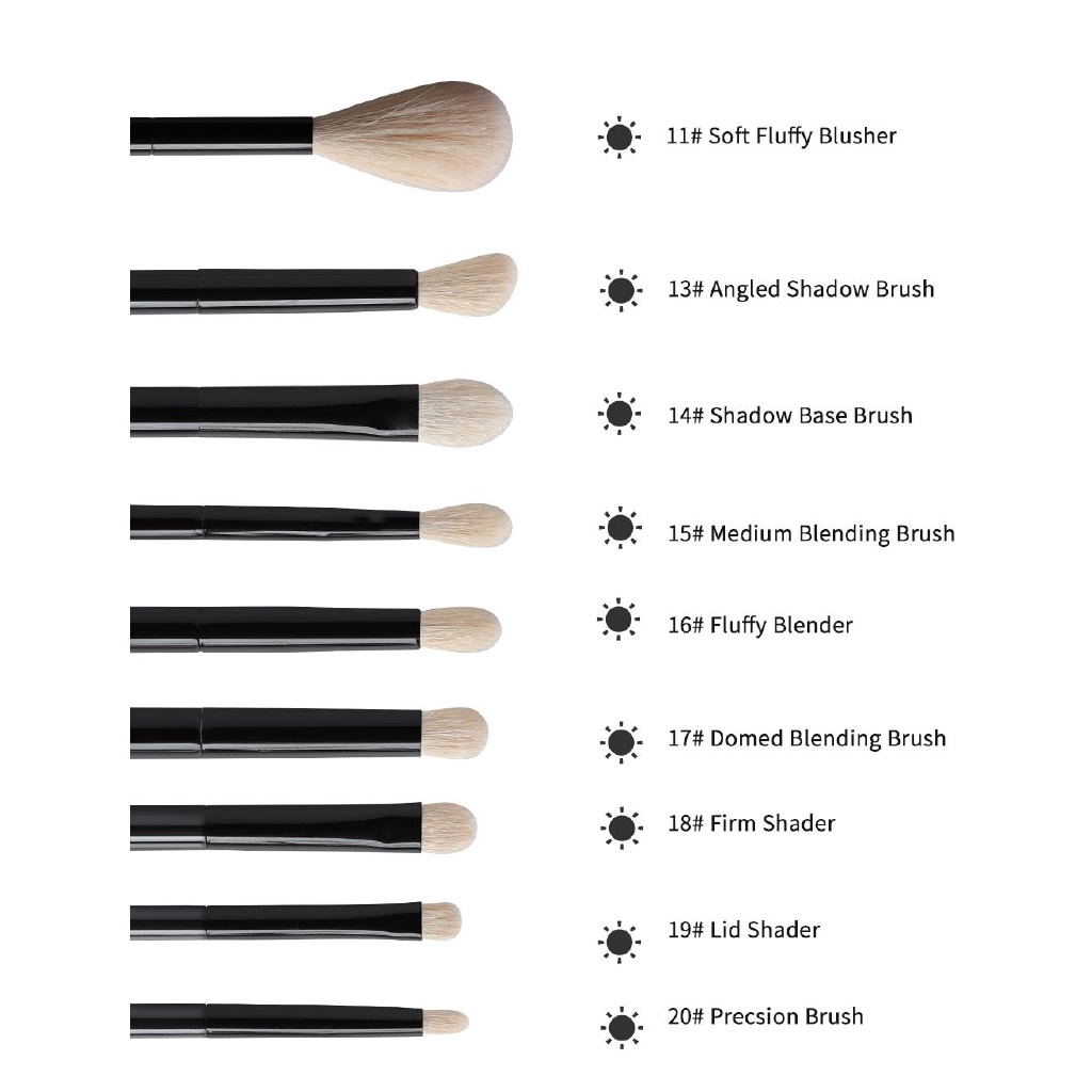 Set 9 cọ trang điểm mắt OVW DLH1113-20 làm từ lông dê mềm mịn đa năng