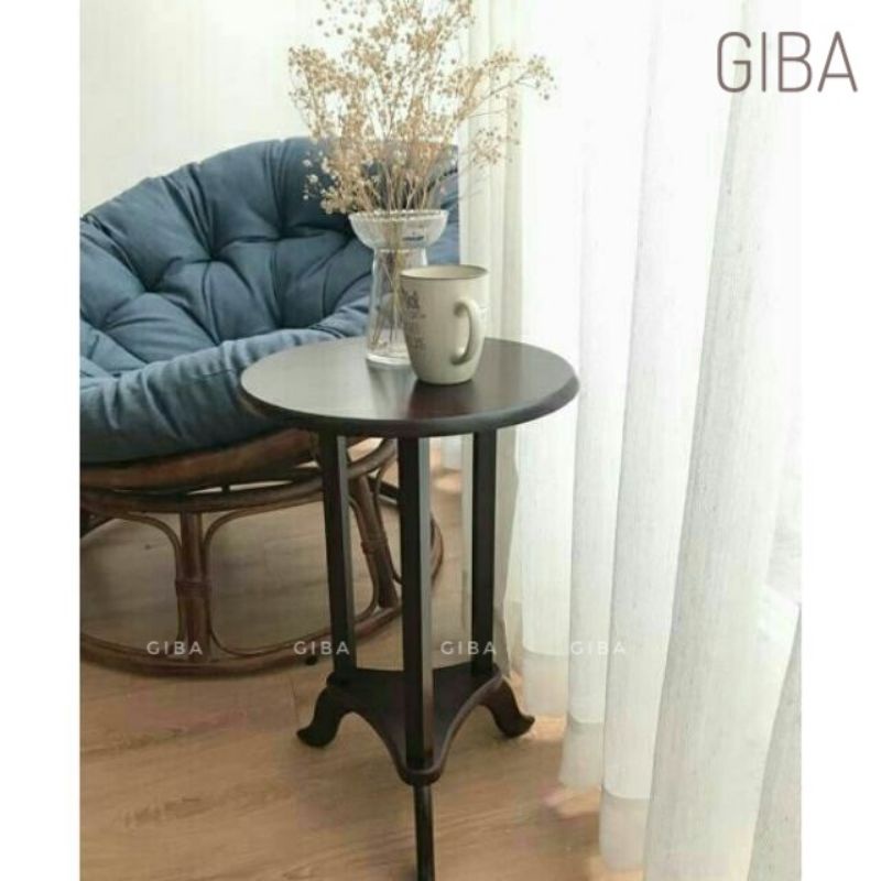 Bàn gỗ 3 chân dùng trang trí nội thất, 2 màu nâu / vàng GIBA - Cao 52.8CM - hàng tháo