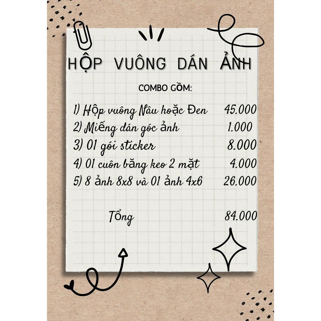 Combo Hộp dán ảnh hình vuông, hộp love box kèm in ảnh tặng người yêu