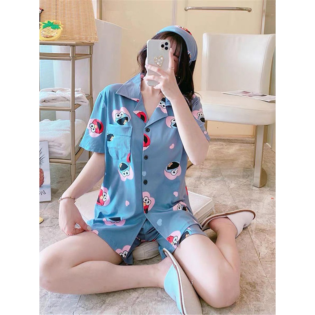 Bộ ngủ pijama hoạt hình cộc tay nữ - Set quần áo thun Pizama hình thú mặc nhà set ngủ mùa hè HOT