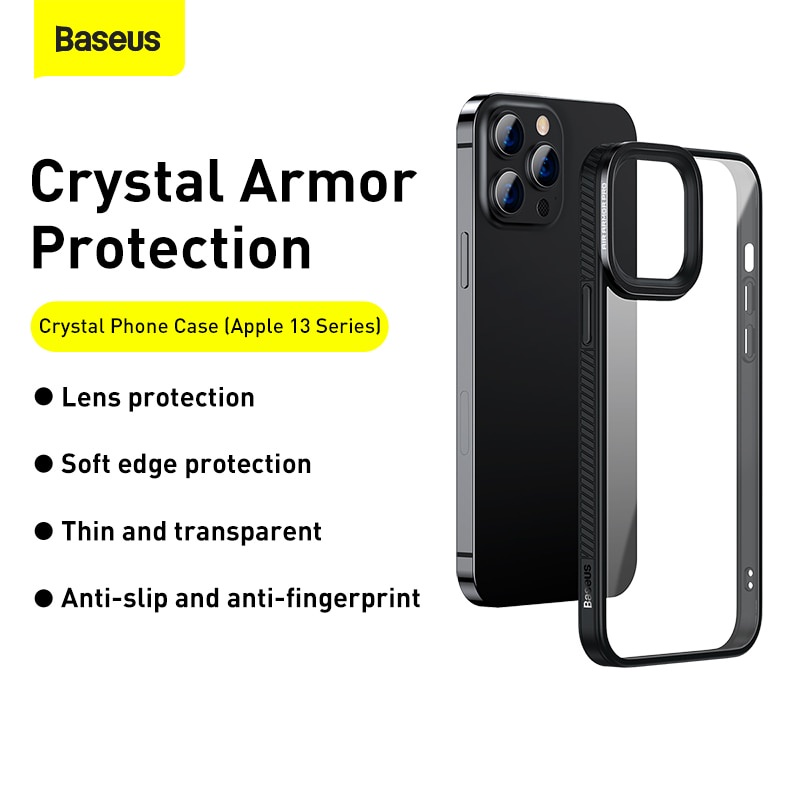 Ốp điện thoại BASEUS cứng trong suốt chống sốc bảo vệ camera cho iPhone 13 Pro Max/13 Pro