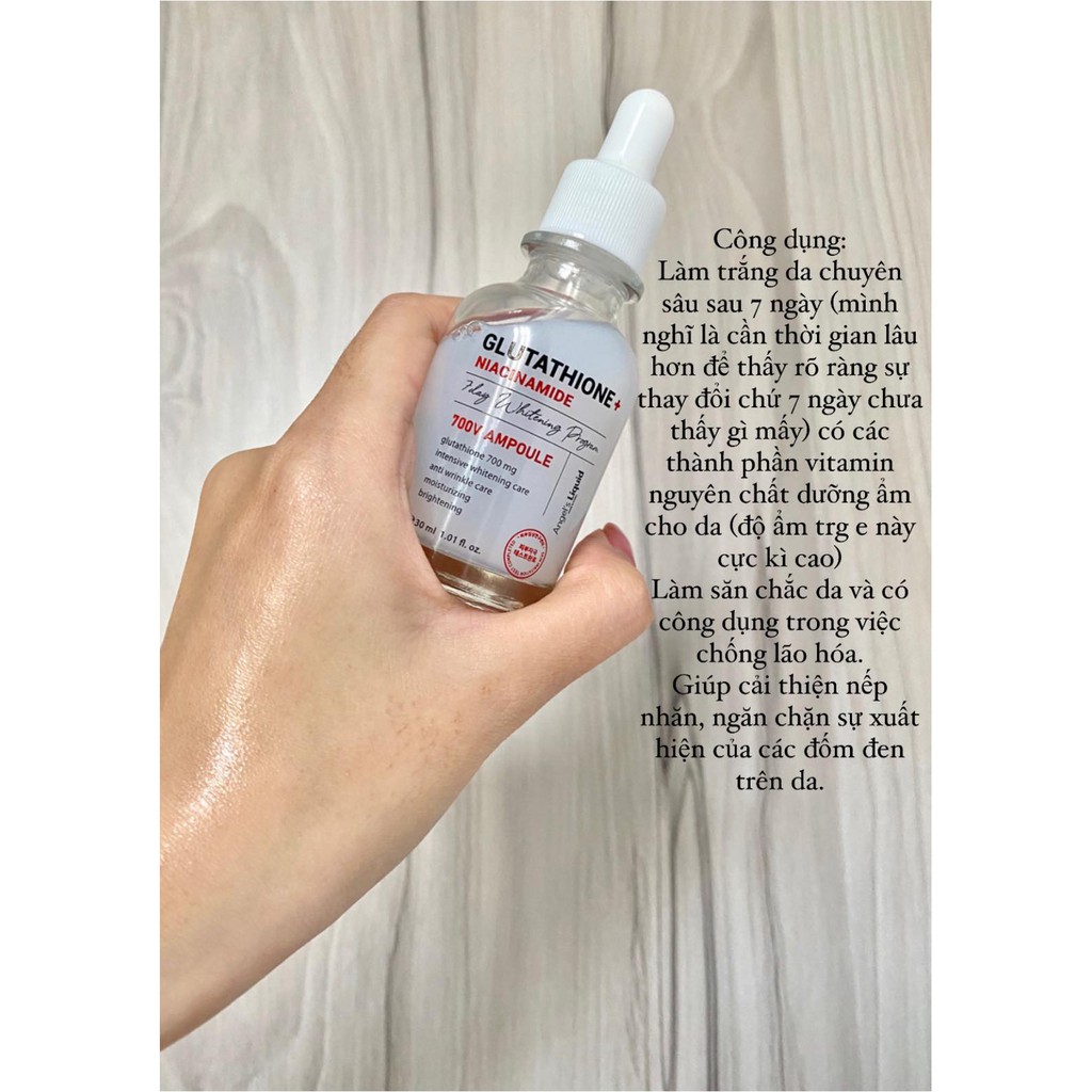 Tinh Chất Trắng Da Giảm Thâm Mụn Angel’s Liquid 7 Day Whitening Program Glutathione + Niacinamide 700V Ampoule