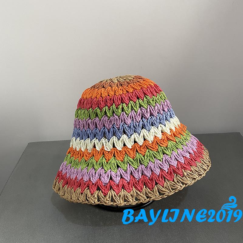 Nón Tai Bèo Họa Tiết Sọc Cầu Vồng Nhiều Màu Sắc Dành Cho Nữ