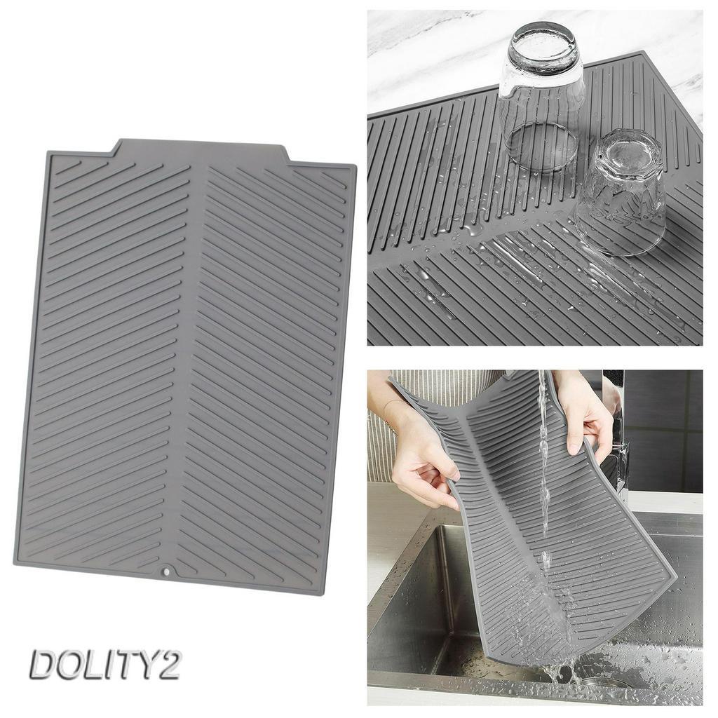 [Dolity2] 43x33.5cm Miếng Lót Silicon Phơi Khô Chén Dĩa Chịu Nhiệt Màu Xanh Lá