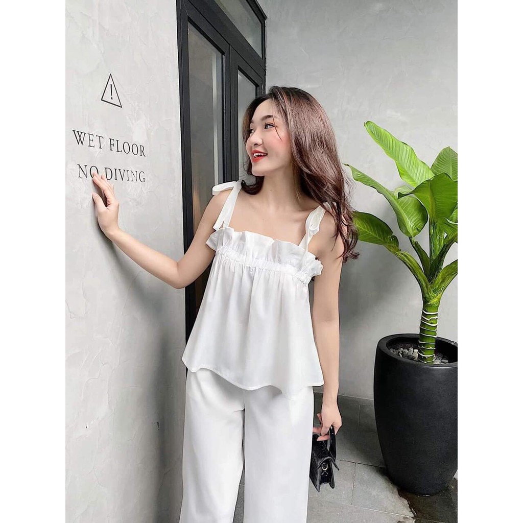 Sét đũi 2 dây buộc +quần dài xinh xắn mã 31 (kèm ảnh thật,video) | BigBuy360 - bigbuy360.vn