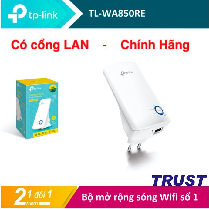 TP-Link N 300Mbps Mở rộng sóng Wifi Kích sóng wifi Tăng cường mạng Wifi -TL-WA850RE - Hàng Chính Hãng