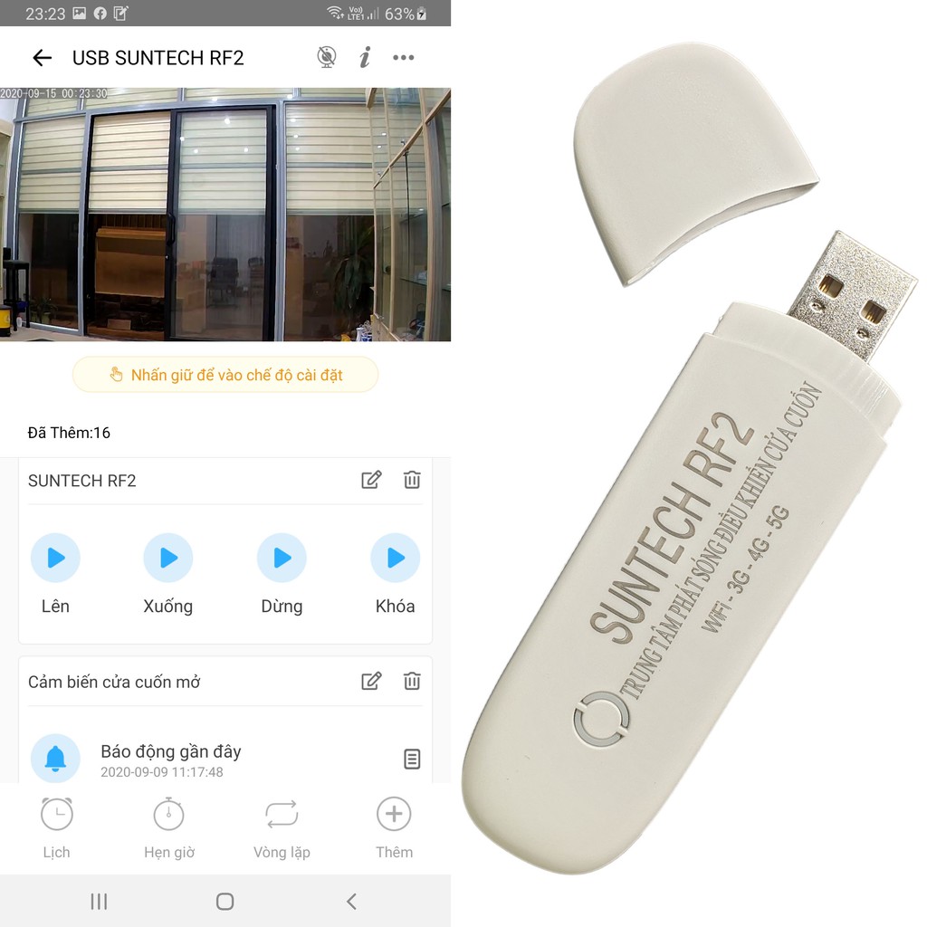 USB SUNTECH RF2 trung tâm phát sóng điều khiển cửa cuốn bằng điện thoại wifi